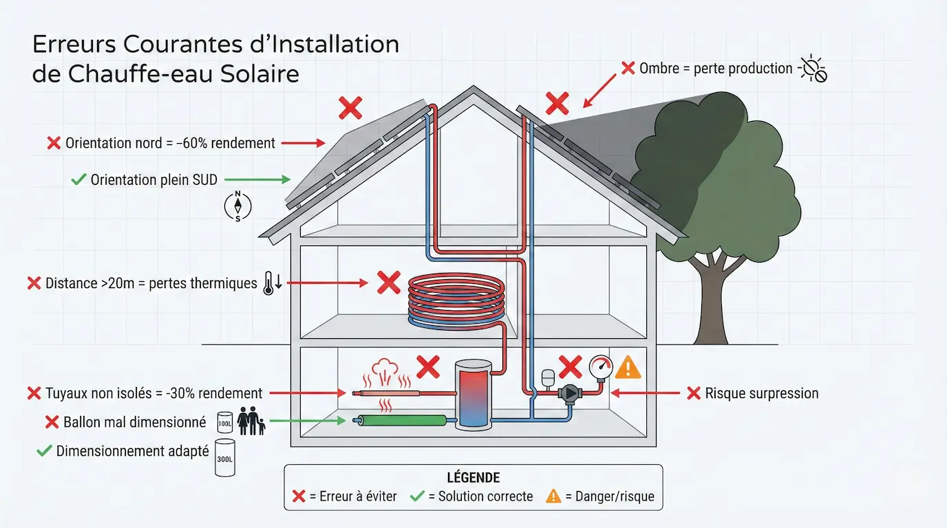 Exemple d'erreurs courantes à éviter lors de l'installation d'un chauffe-eau solaire