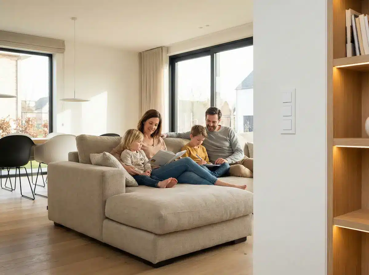 Famille wallonne satisfaite après mise en conformité RGIE installation électrique