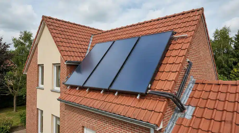 Installation de capteurs solaires thermiques sur toiture de maison en Wallonie