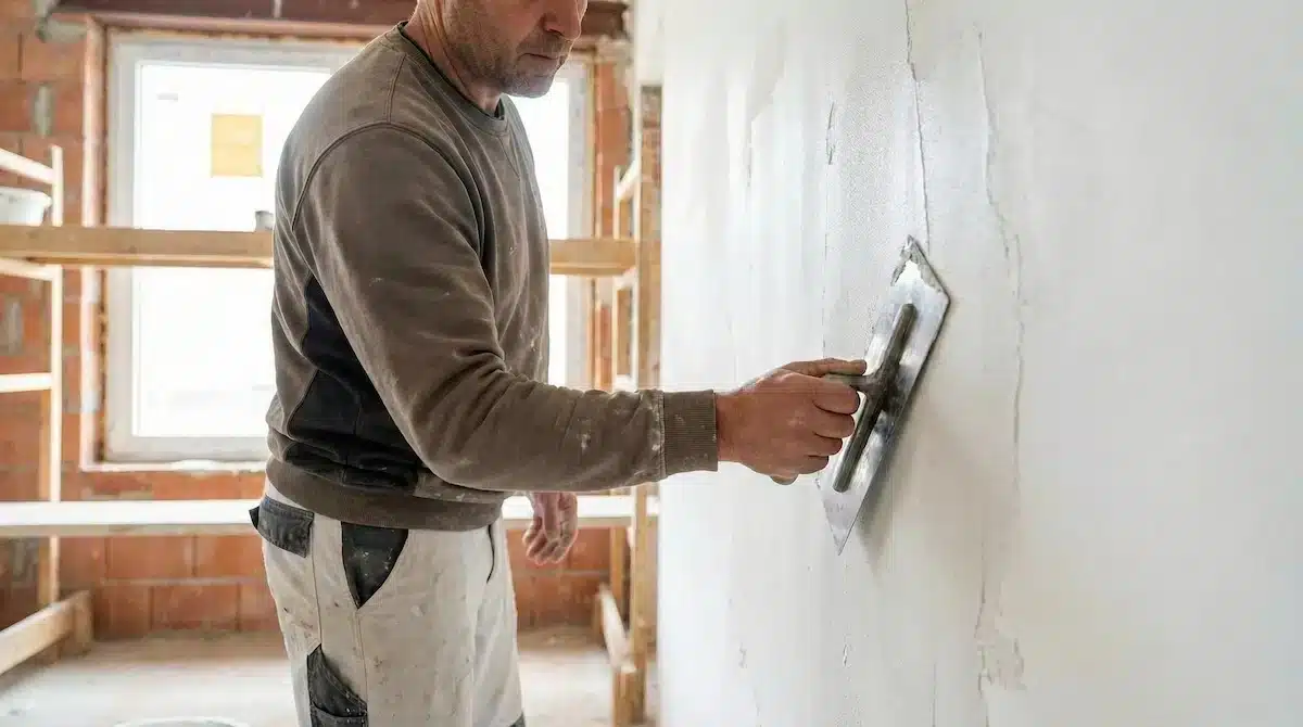 Plafonnage manuel traditionnel - Technique artisanale finition murs Wallonie