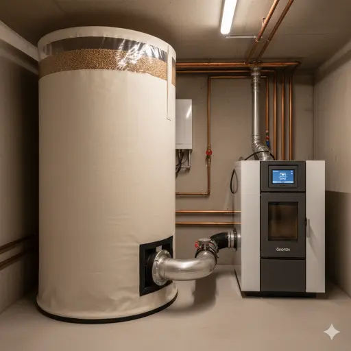 Silo stockage pellets textile 3 tonnes autonomie 6 mois maison wallonne